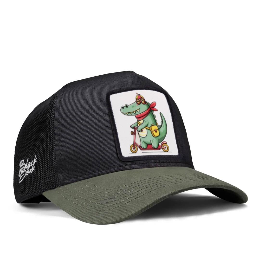 Dinazor Scooter Haki Siperli Siyah Trucker Şapka + Bench