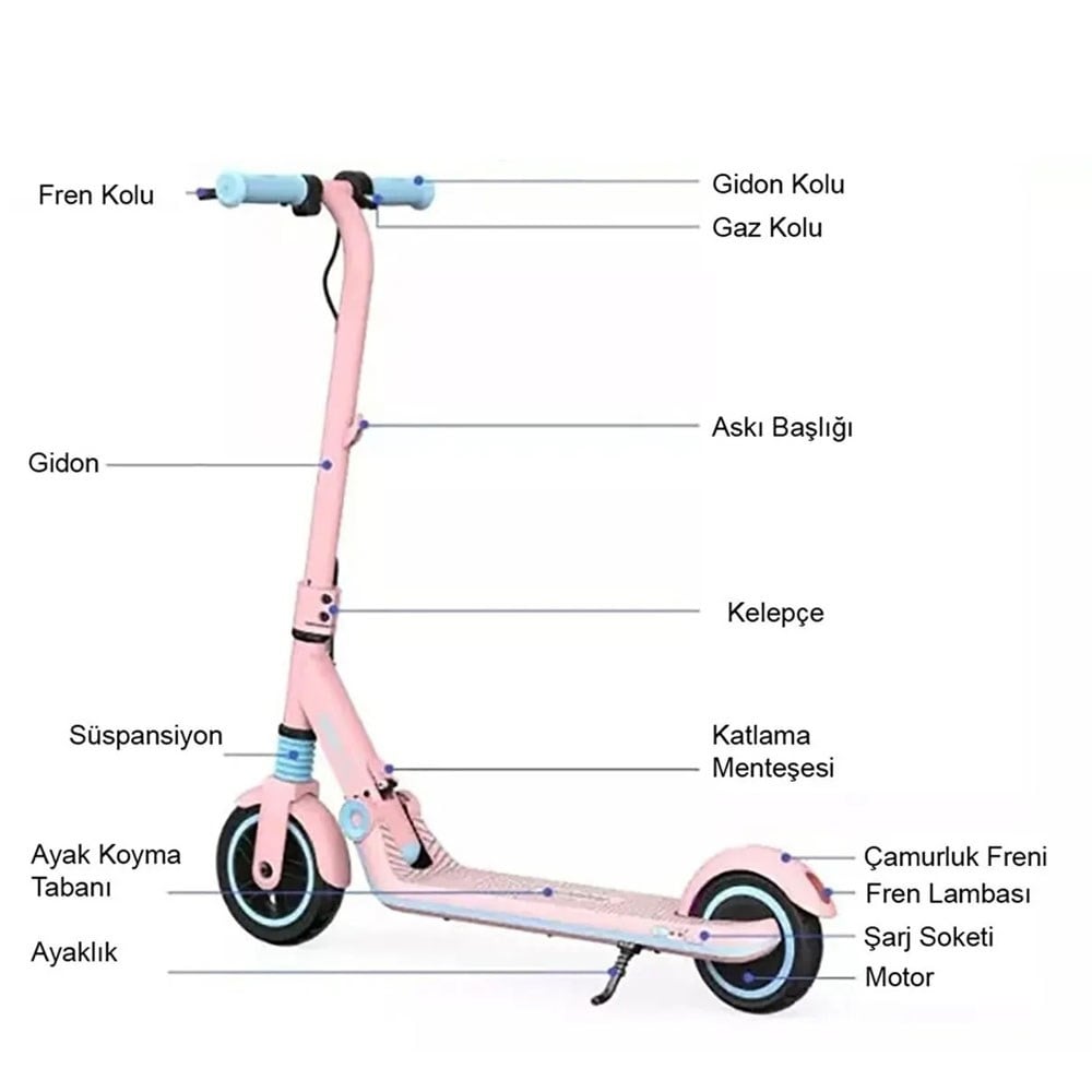Lenazzo C1 Elektrikli Çocuk Scooterı - Pembe