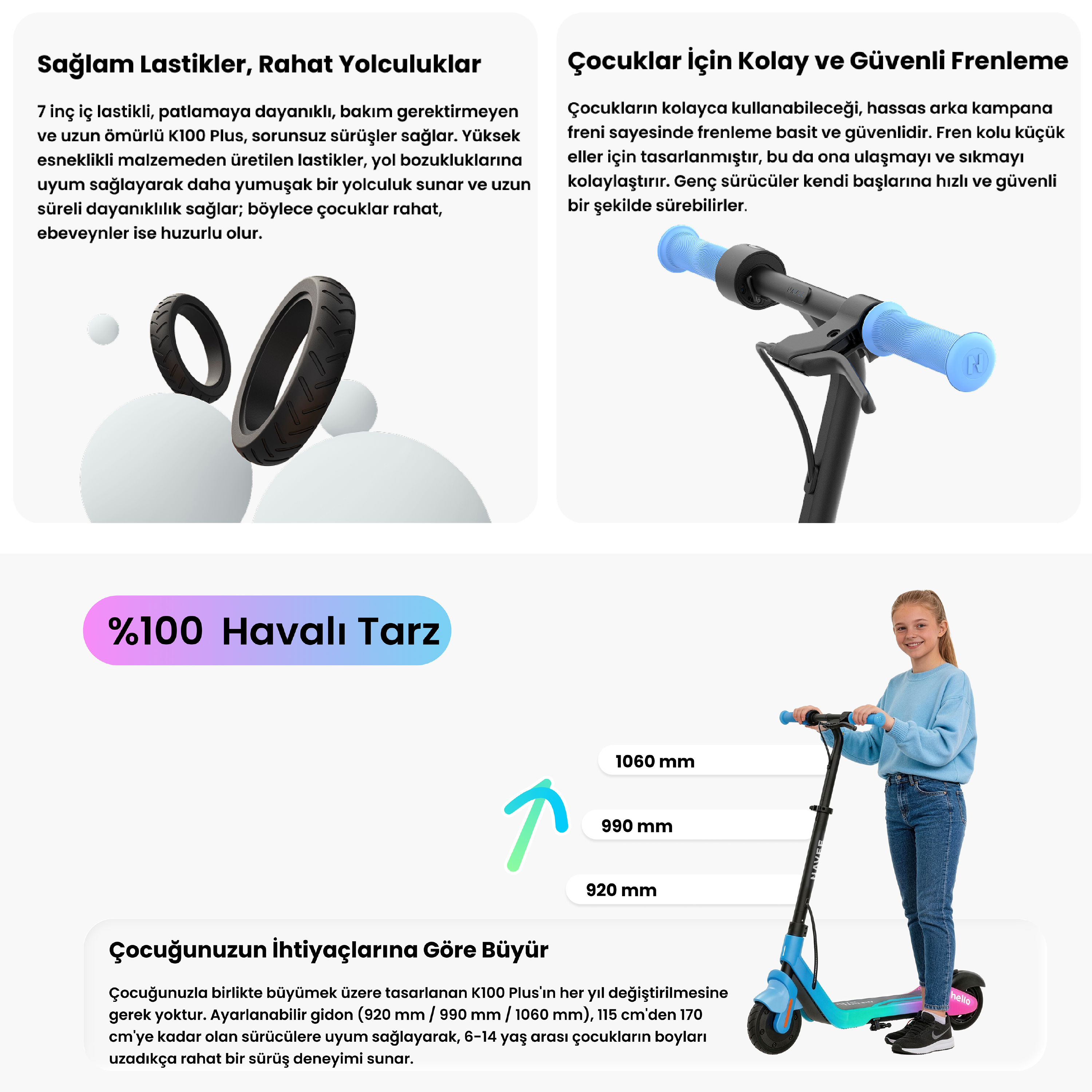 Navee K100 Plus Çocuk Elektrikli Scooter