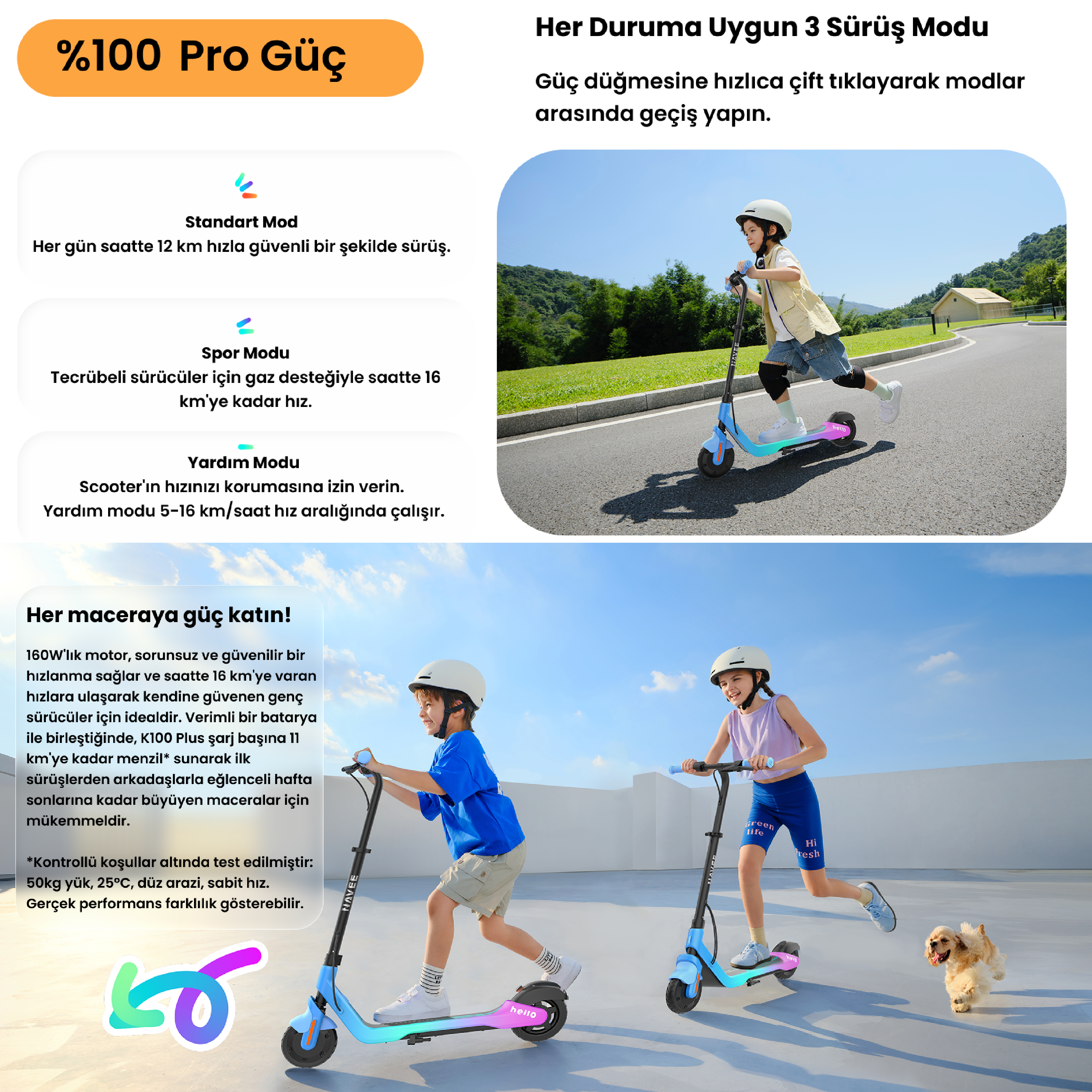 Navee K100 Plus Çocuk Elektrikli Scooter