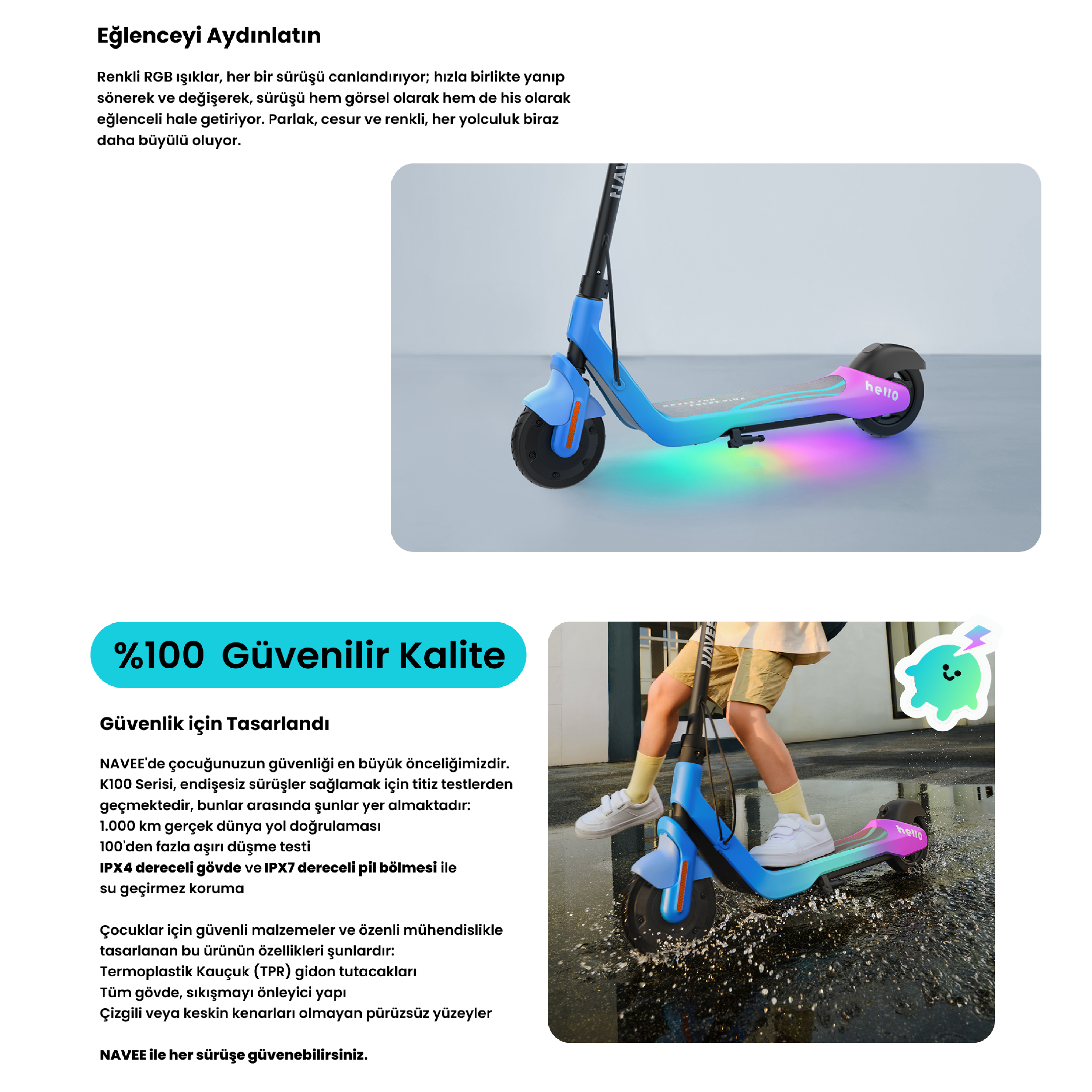 Navee K100 Plus Çocuk Elektrikli Scooter