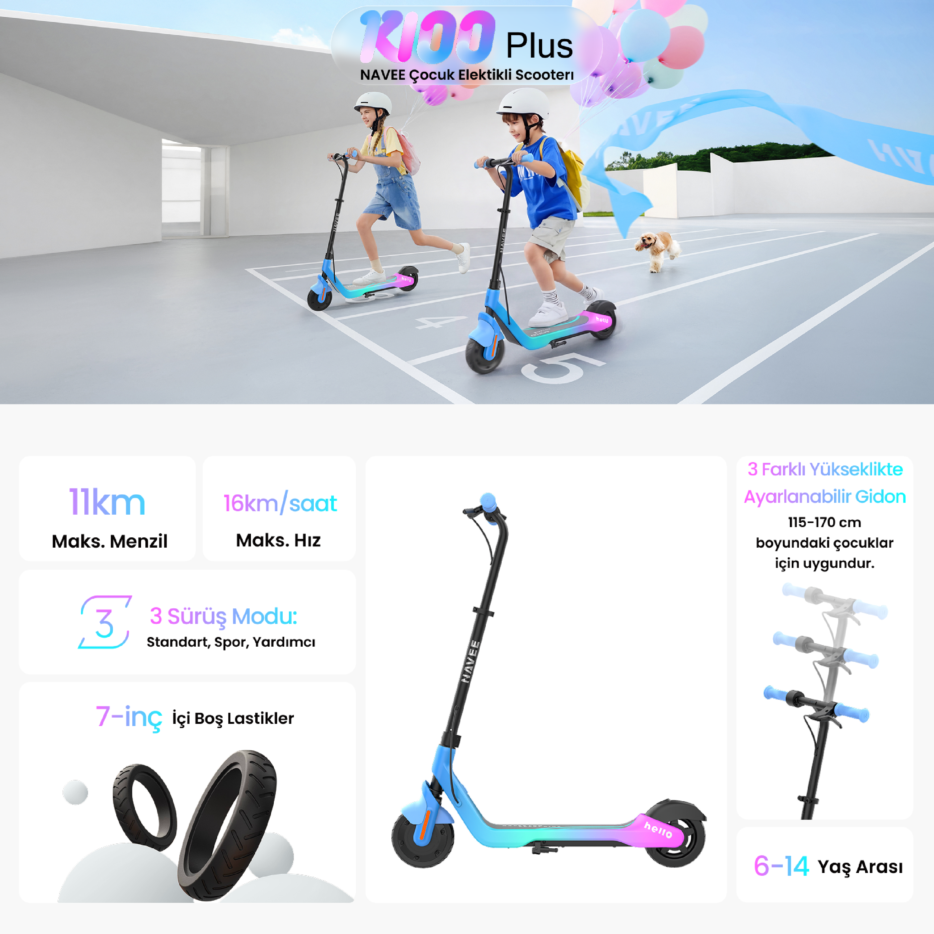 Navee K100 Plus Çocuk Elektrikli Scooter