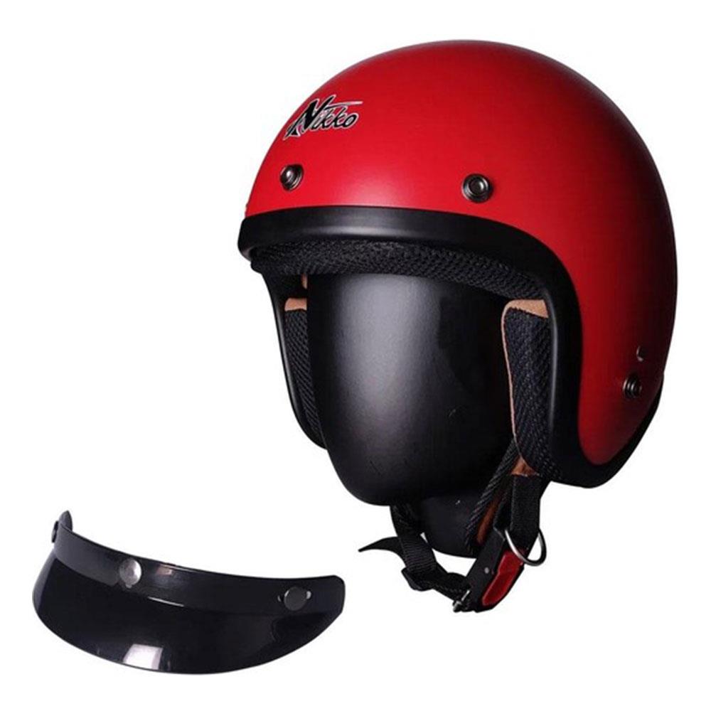 Nikko N356 Açık Motosiklet Kaskı Kırmızı Renk