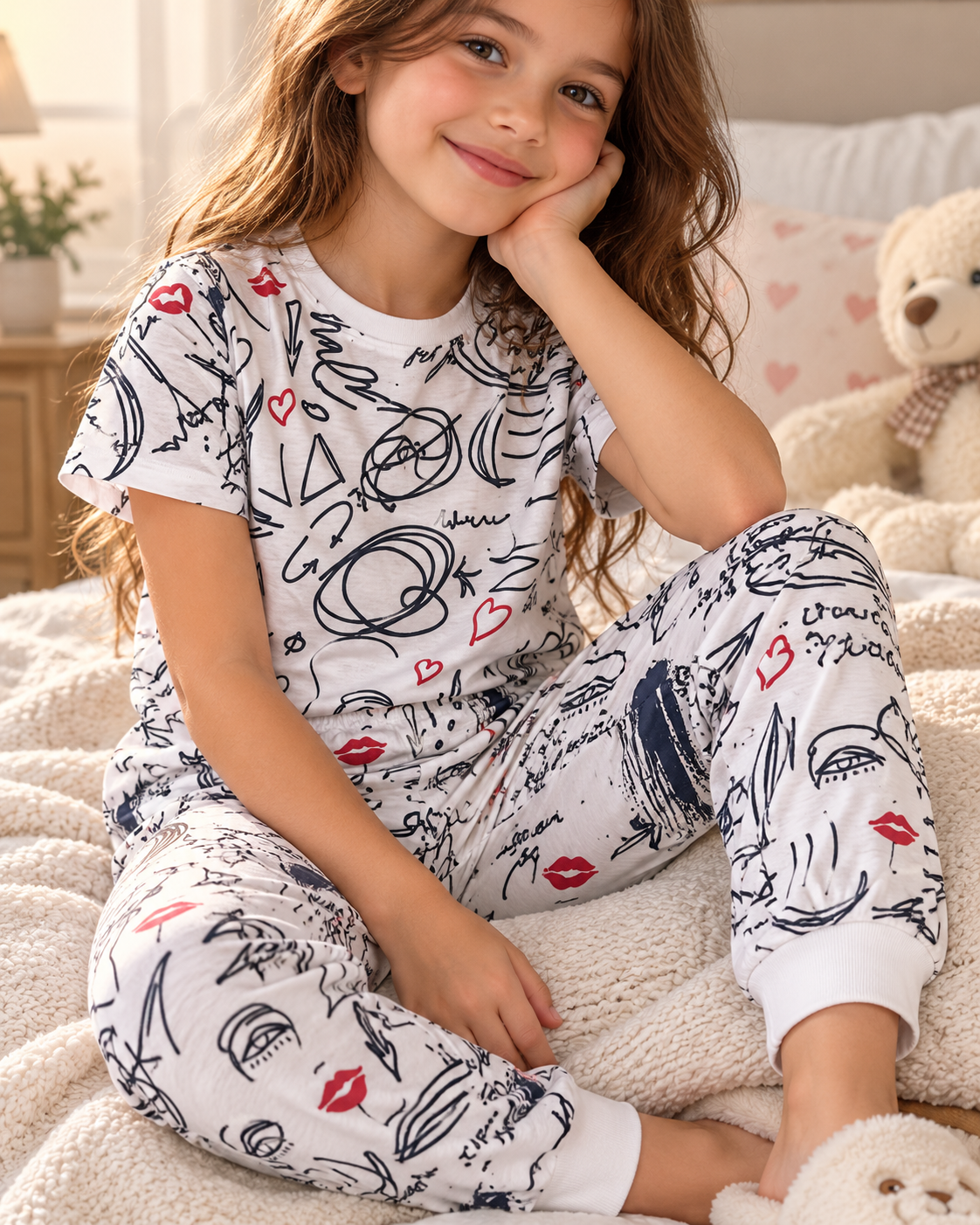 Çocuk Baskılı %100 Pamuk Suprem Pijama Takımı (2 Yaş 7 Yaş)