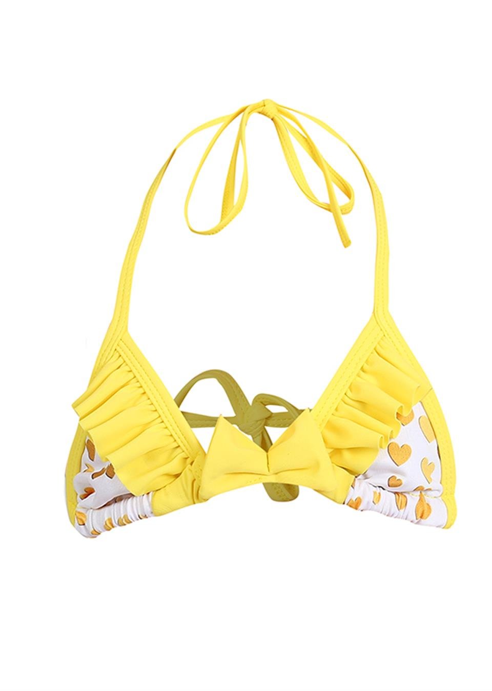 Kız Çocuk Kalp Desenli Hızlı Kuruyan Bikini