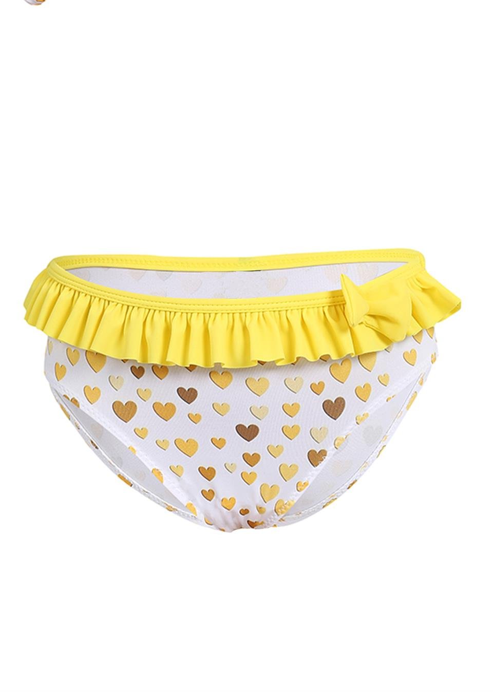 Kız Çocuk Kalp Desenli Hızlı Kuruyan Bikini