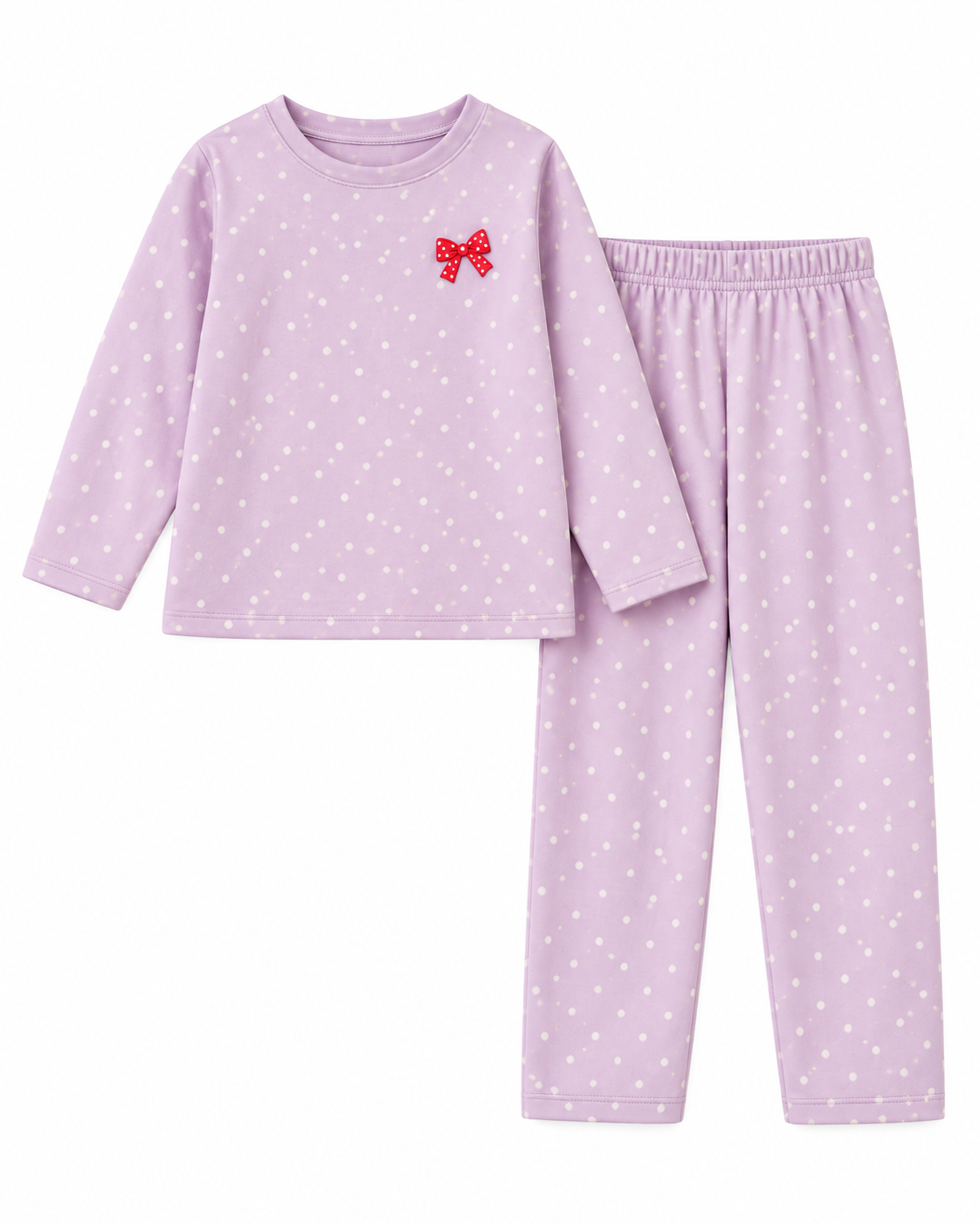 Kız Çocuk Lila Puantiyeli Uzun Kollu Pijama Takımı