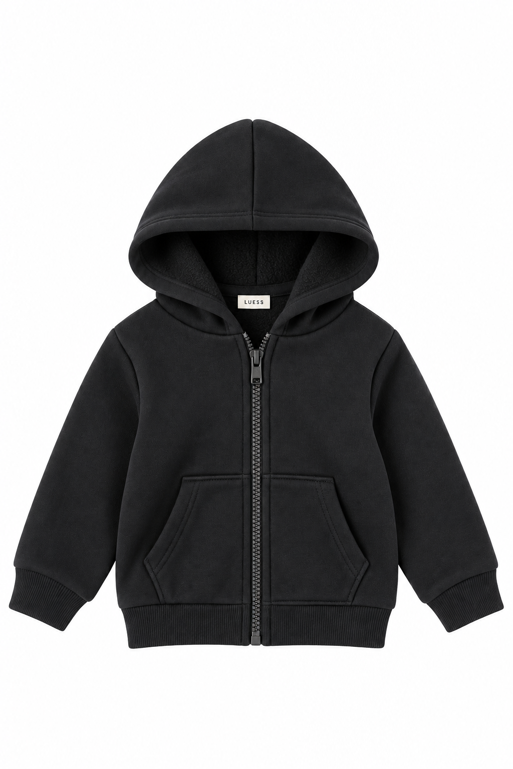 LUESS Çocuk Kapüşonlu Fermuarlı Sweatshirt Siyah