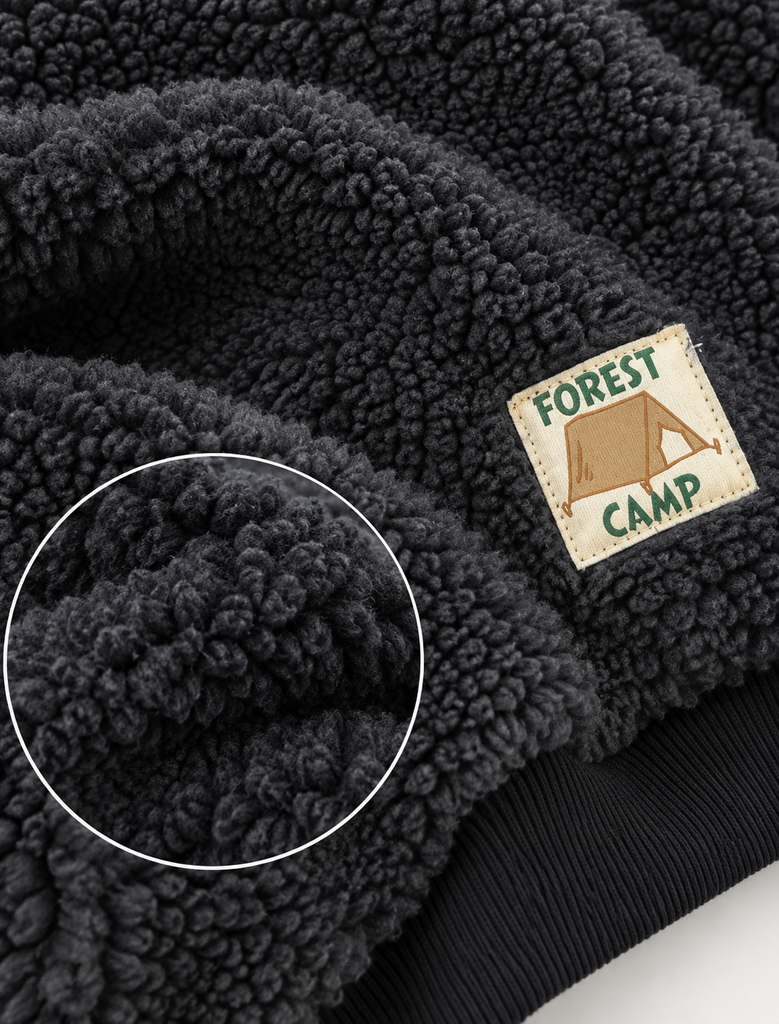 LUESS Erkek Çocuk Kapüşonlu Fermuarlı Peluş Peluş Mont Ayıcık Nakışlı - Füme