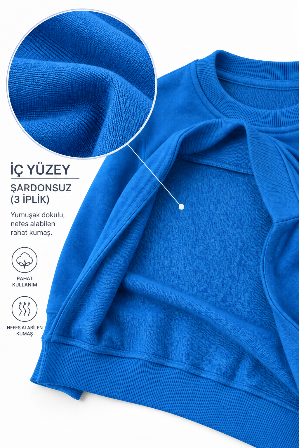 LUESS Erkek Çocuk Mavi Renkli Yazı Baskılı Sweatshirt