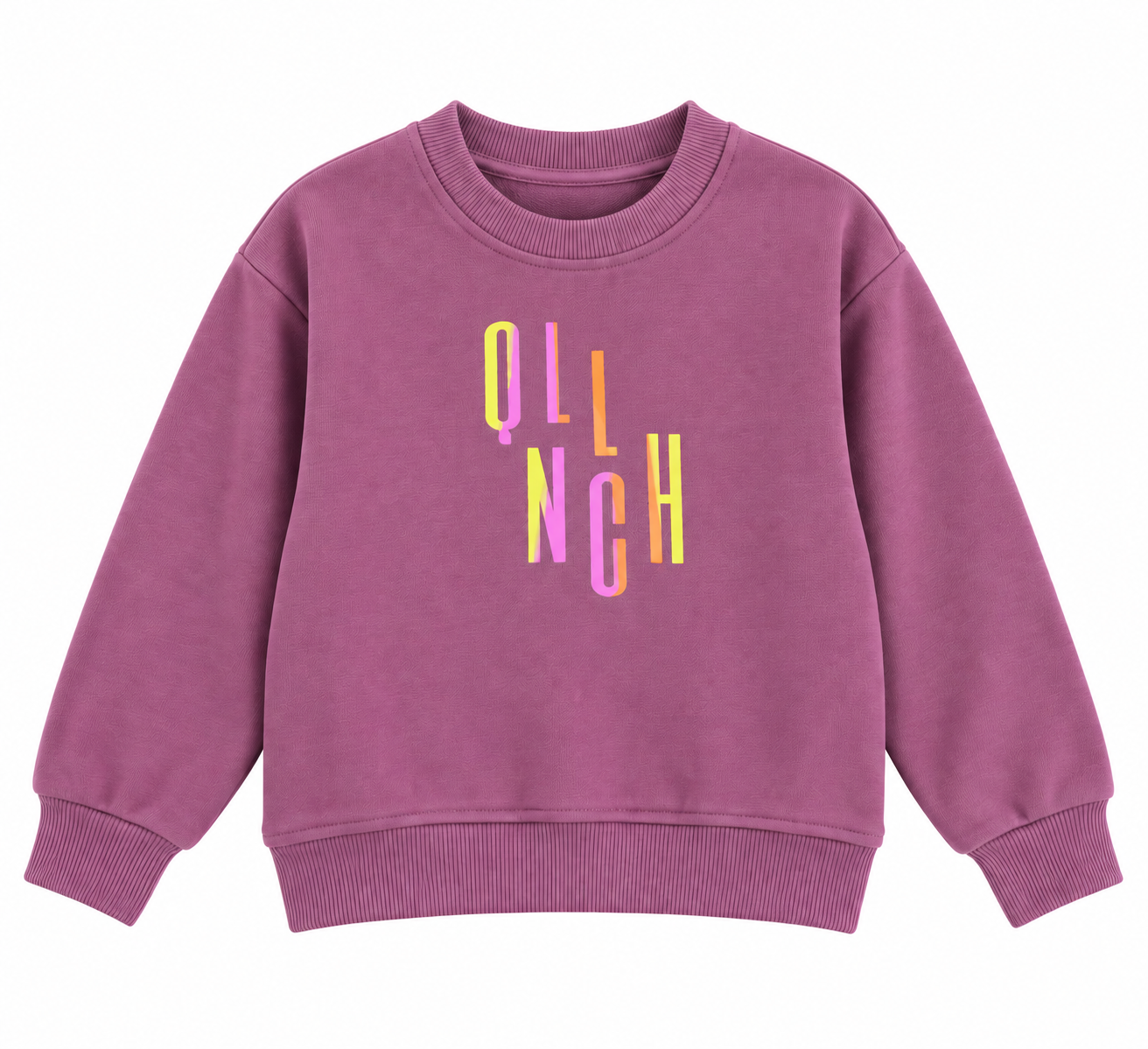 LUESS Kız Çocuk Bisiklet Yaka Renkli Baskılı Sweatshirt – Gül Kurusu