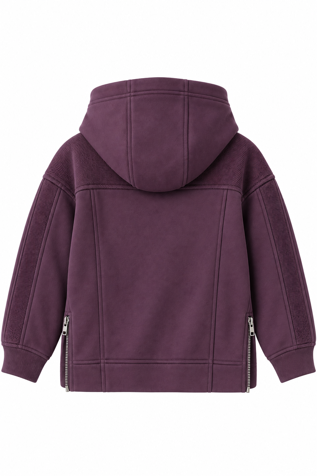 LUESS Kız Çocuk Mürdüm Kapüşonlu Fermuar Detaylı Sweatshirt