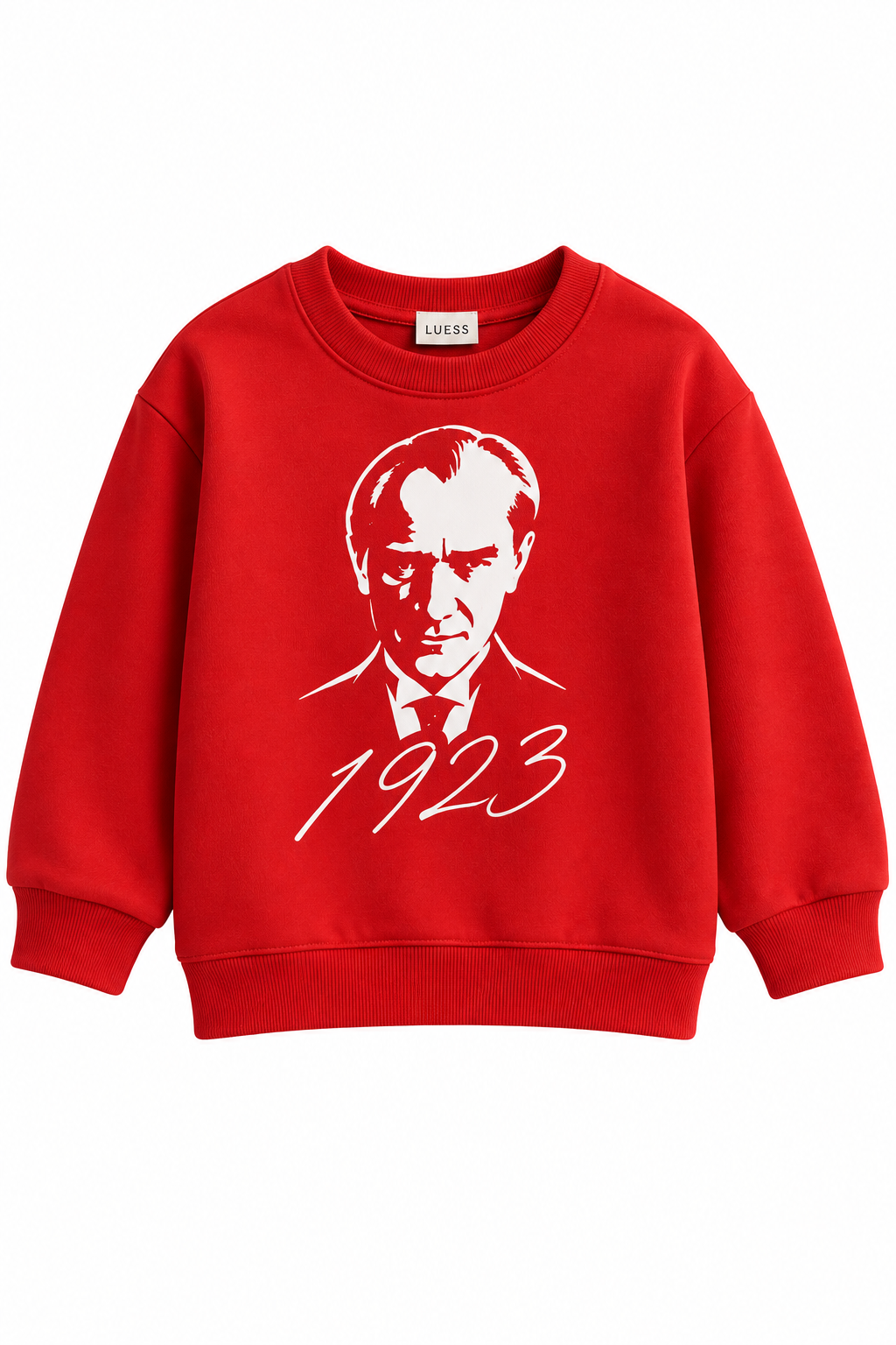 LUESS Unisex Çocuk Atatürk Baskılı Cumhuriyet Sweatshirt - Kırmızı