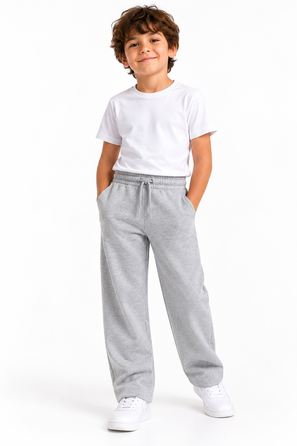 LUESS Unisex Çocuk Gri Melanj Az Şardonlu Okul Eşofman Alt