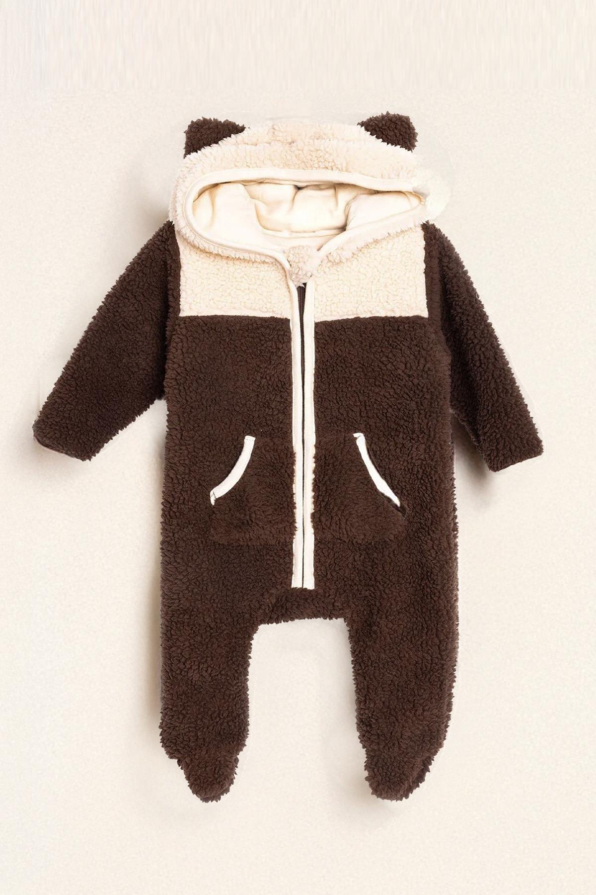 Unisex Bebek Peluş Kulak Detaylı Tulum (3 Ay - 1 Yaş)