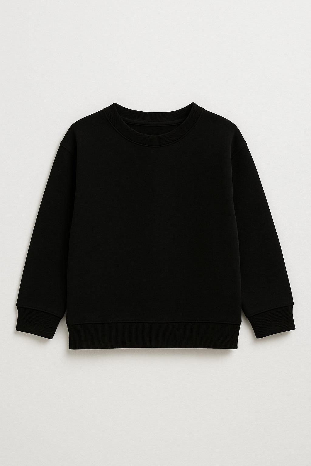 Unisex Çocuk Basic Oversize Sweatshirt - Siyah  (2-3 Yaş - 7-8 Yaş)