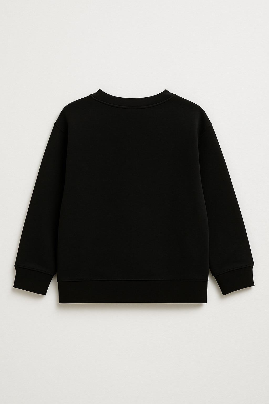 Unisex Çocuk Basic Oversize Sweatshirt - Siyah  (2-3 Yaş - 7-8 Yaş)