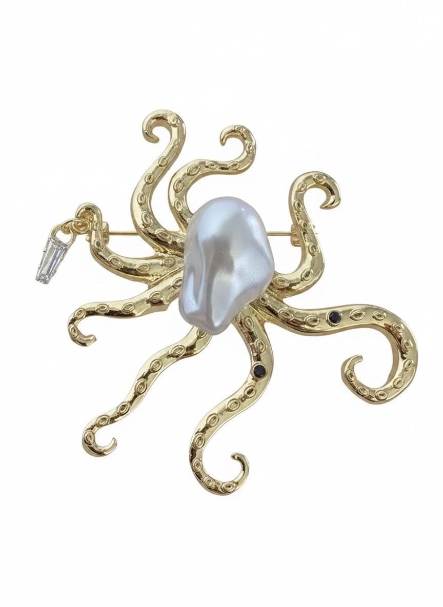 Ahtapot Broş - Gold