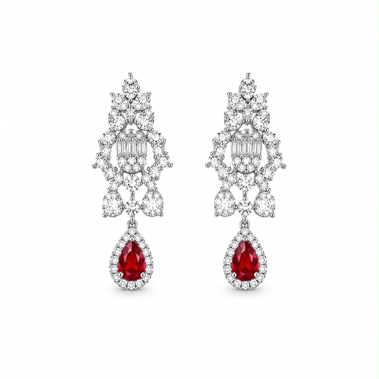 Kırmızı Taşlı Silver KÜPE