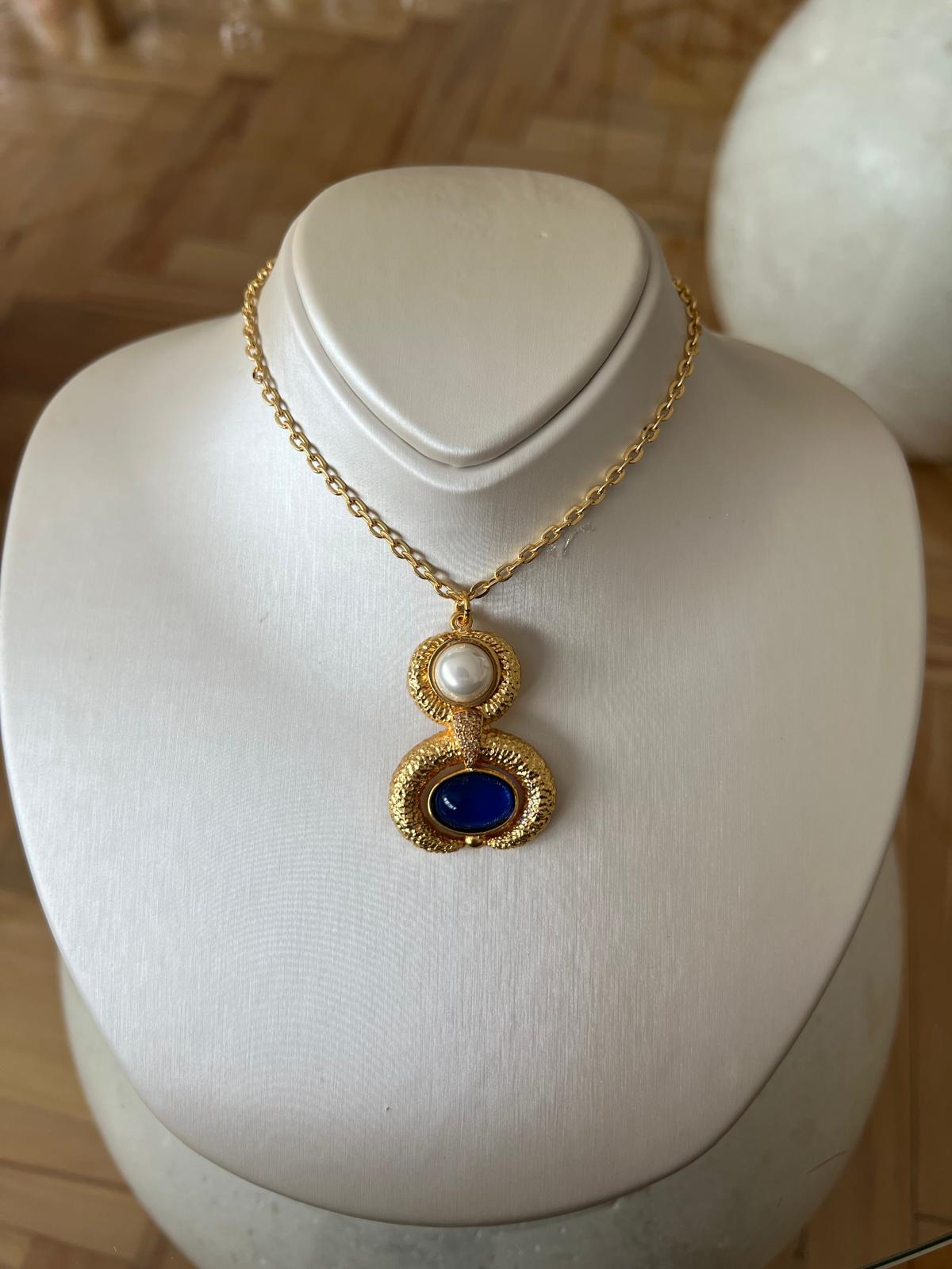 OPAK KOLYE LACİVERT