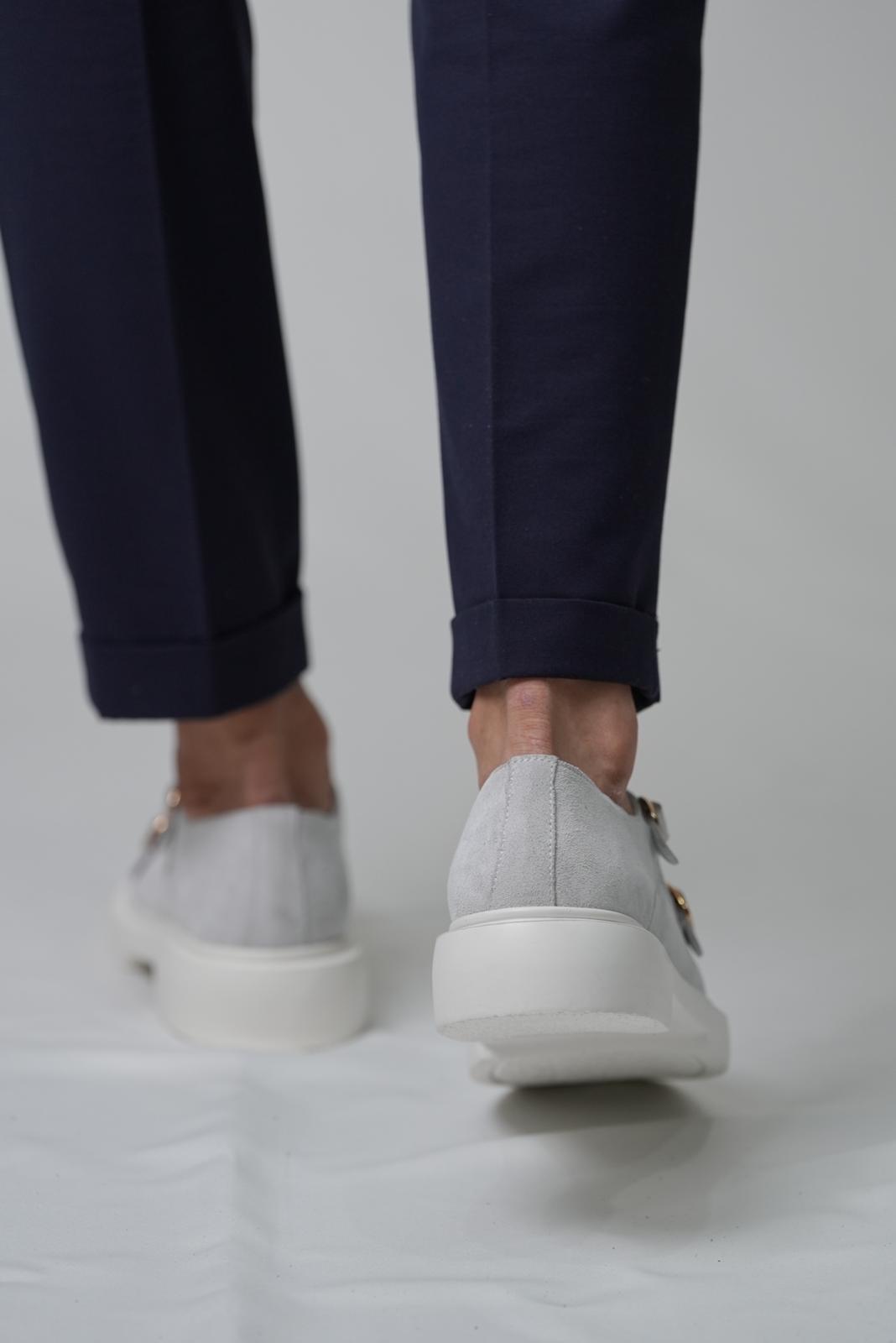 Gody Model Hakiki Deri El Yapımı Erkek Beyaz Süet Casual Ayakkabı