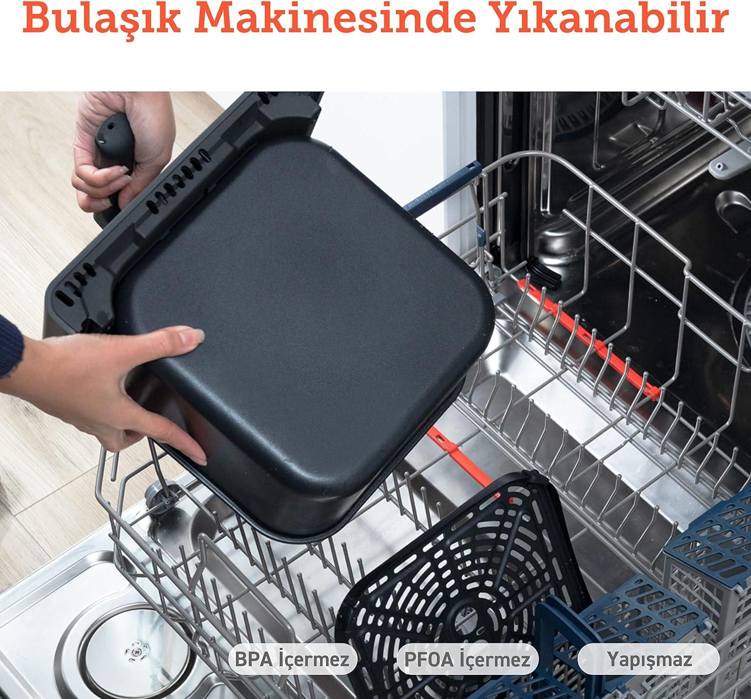 Cosori Sıcak Hava Fritözü ikili Isıtma Sistemi, 6.4 Lt Siyah (T)