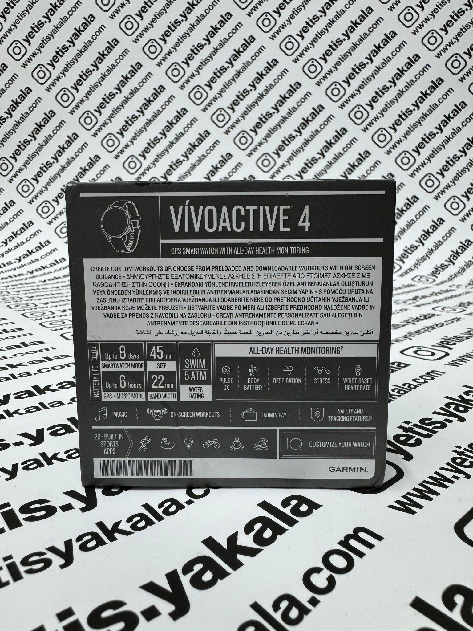 Garmin 010-02174-14 Vivoactive 4 Siyah Unisex Siyah (Teşhir & Outlet)