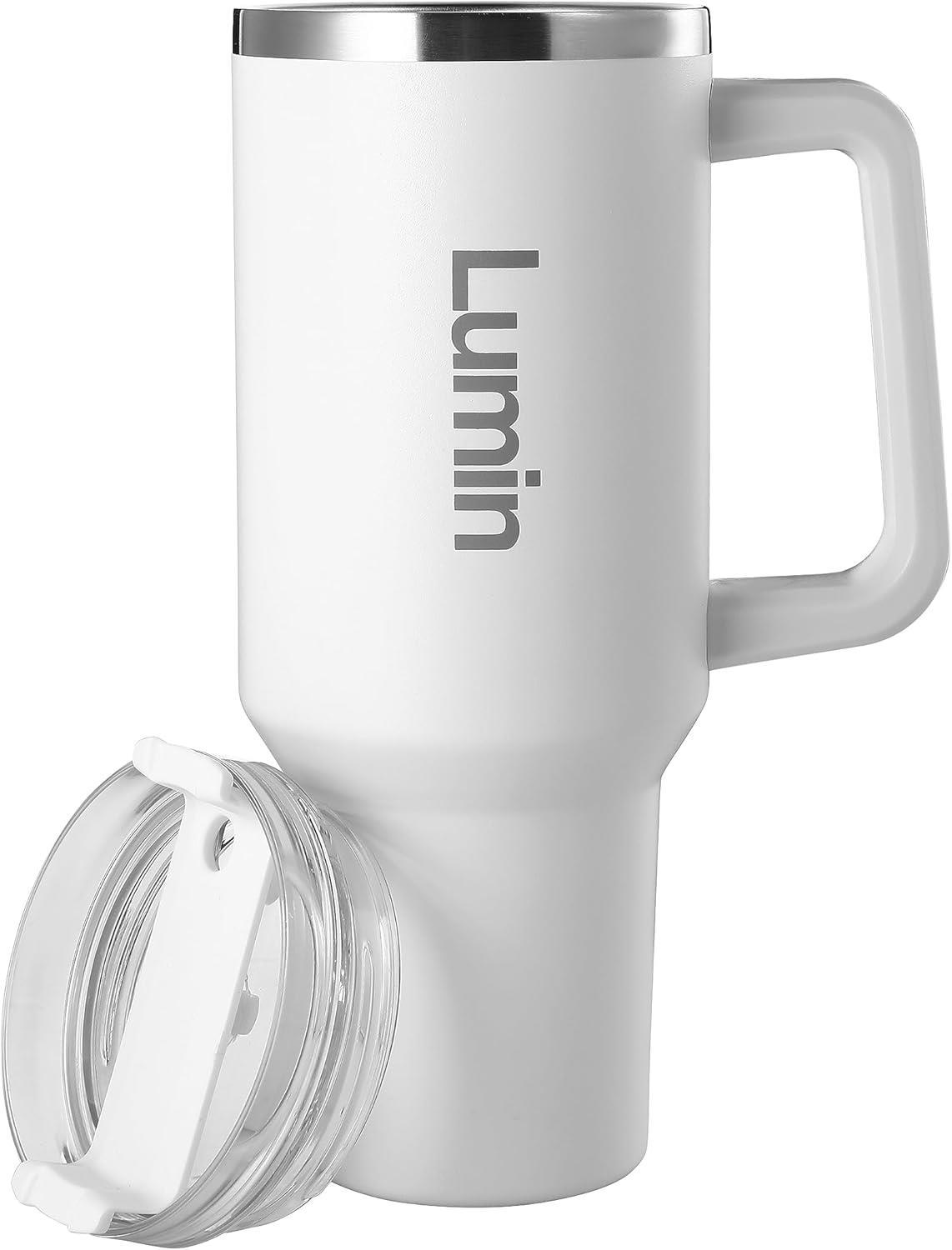 Lumin Quencher Tumbler 0,89 Litre çelik Vakum Yalıtımlı Pipetli, Kapaklı Termos Bardak Snow White