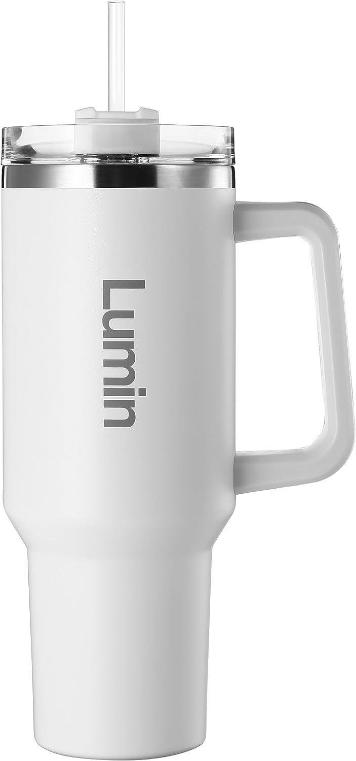 Lumin Quencher Tumbler 0,89 Litre çelik Vakum Yalıtımlı Pipetli, Kapaklı Termos Bardak Snow White
