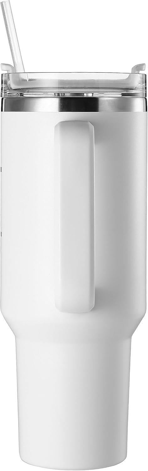 Lumin Quencher Tumbler 0,89 Litre çelik Vakum Yalıtımlı Pipetli, Kapaklı Termos Bardak Snow White
