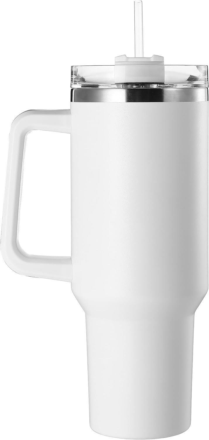 Lumin Quencher Tumbler 0,89 Litre çelik Vakum Yalıtımlı Pipetli, Kapaklı Termos Bardak Snow White