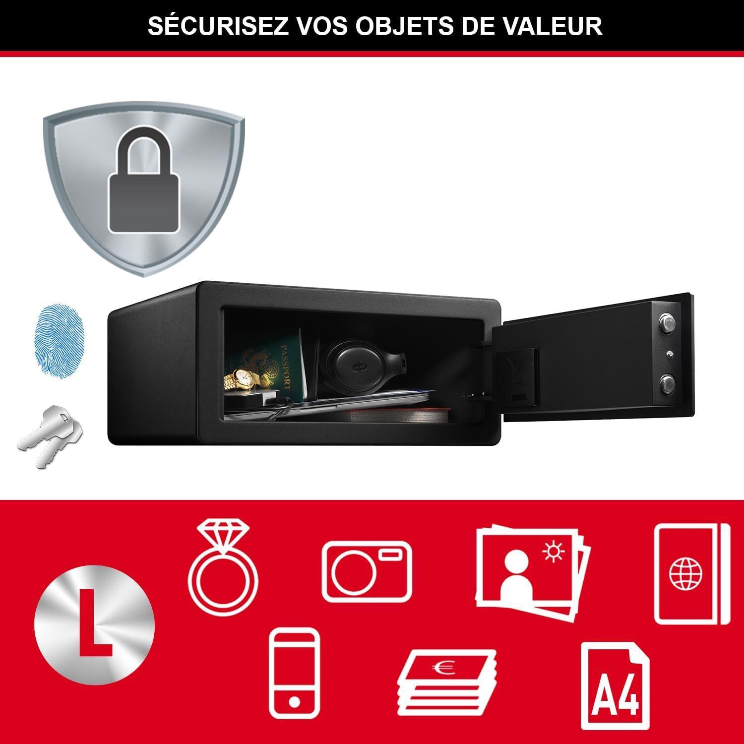 Master Lock LX110BEURHRO Biyometrik Kasa Parmak İzli, Siyah, 19,5 x 43 x 37 cm