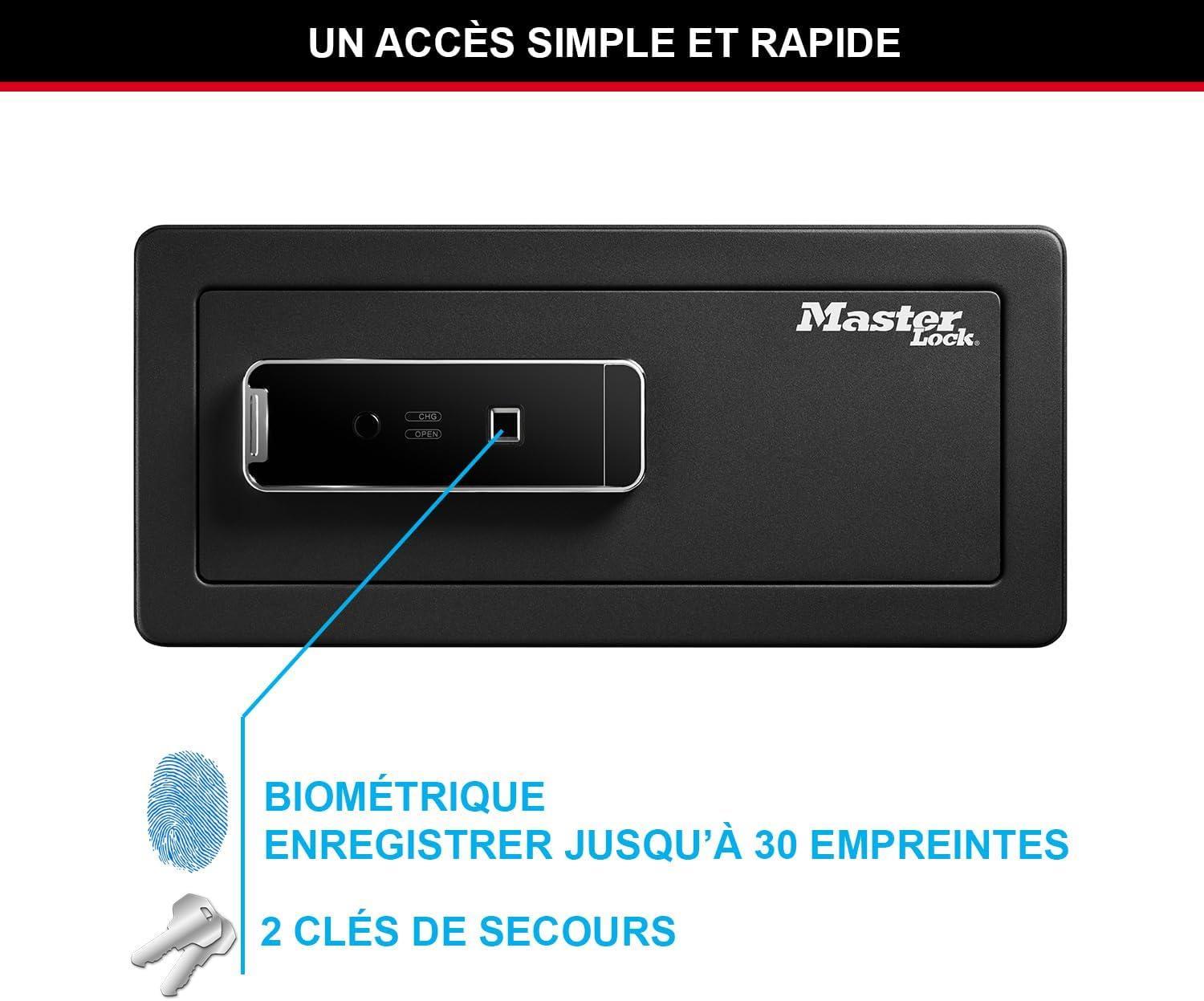 Master Lock LX110BEURHRO Biyometrik Kasa Parmak İzli, Siyah, 19,5 x 43 x 37 cm