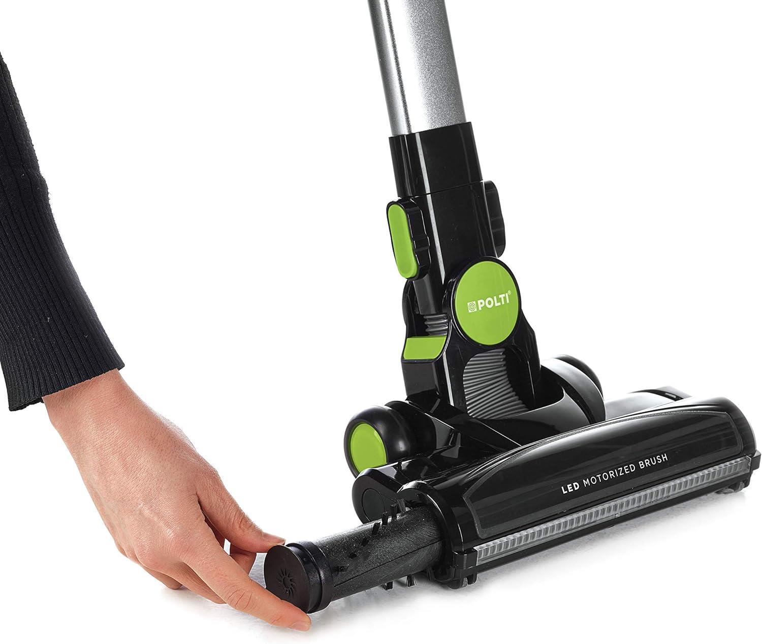 Polti Forzaspira Slim SR110 Şarjlı Dik Süpürge, 50 Dk'ya Kadar Çalışma, 3 Aşamalı Filtrasyon, Yıkanabilir HEPA 10 Filtre, Yeşil-Siyah