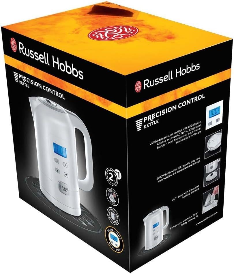 Russell Hobbs Hassas Su Isıtıcısı, 1.7l, 2200W, dijital sıcaklık ayarı ve LCD ekran, 25 Â° -100 Â° C, sıcak tutma fonksiyonu, çay makinesi 21150-70