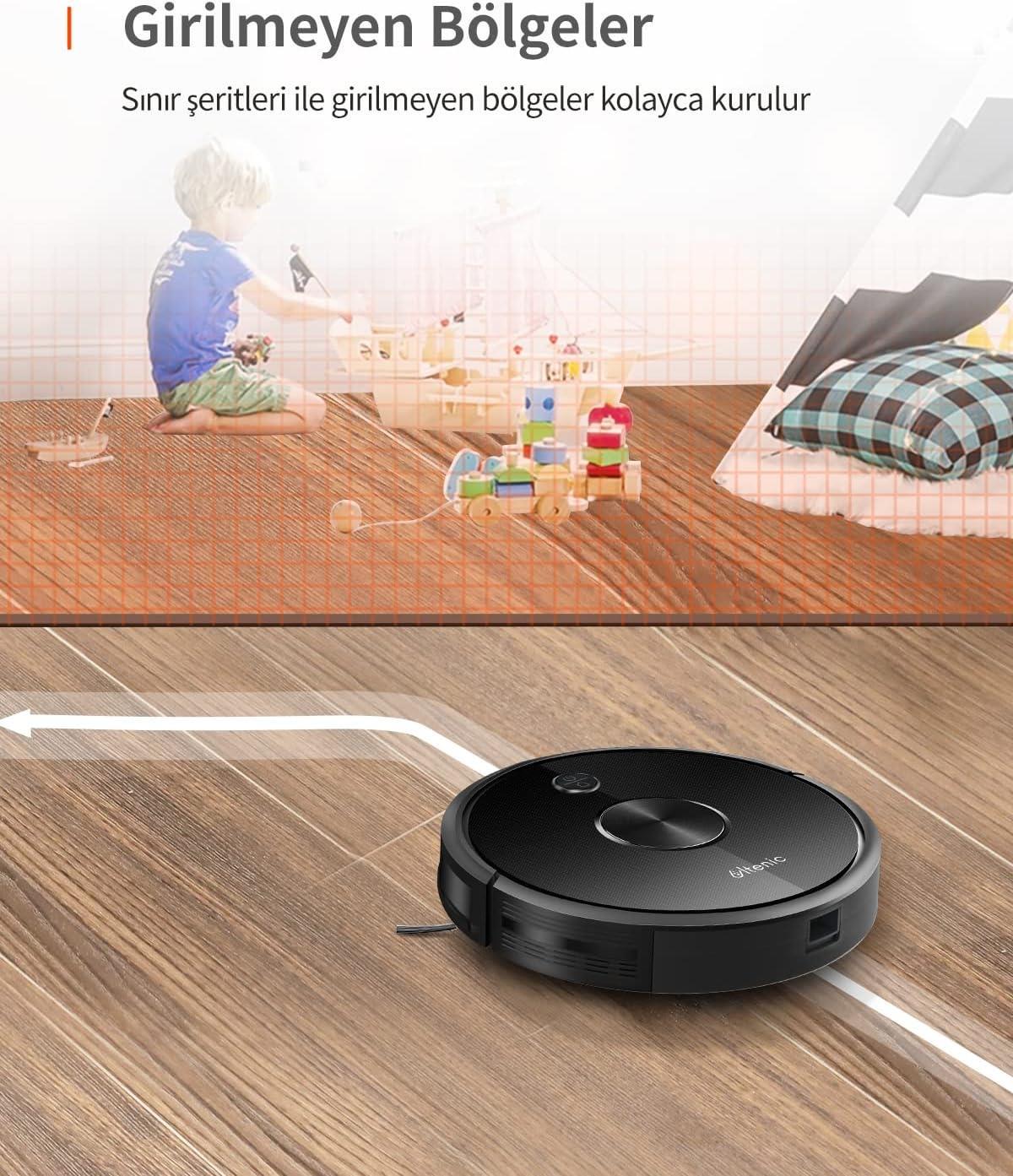 Ultenic D5s Pro Vacuum & Mop Robot Süpürge, 3000Pa, Siyah (T)
