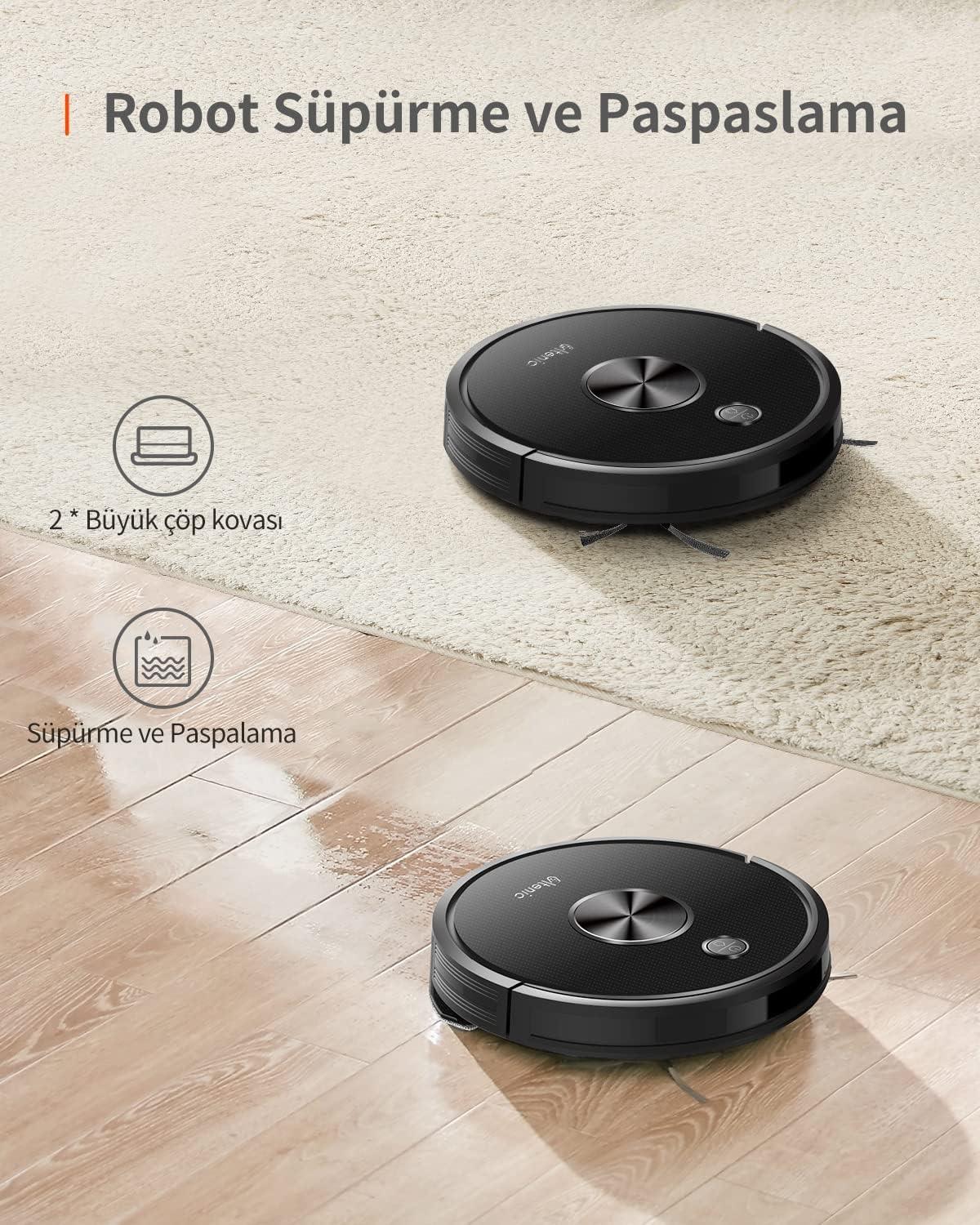 Ultenic D5s Pro Vacuum & Mop Robot Süpürge, 3000Pa, Siyah (T)