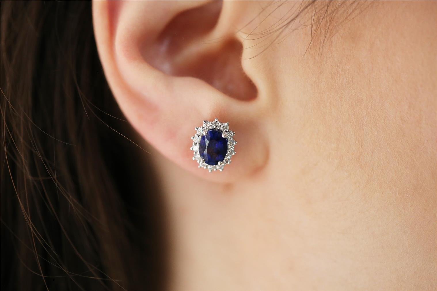 3,88 Karat Safir Pırlanta Küpe