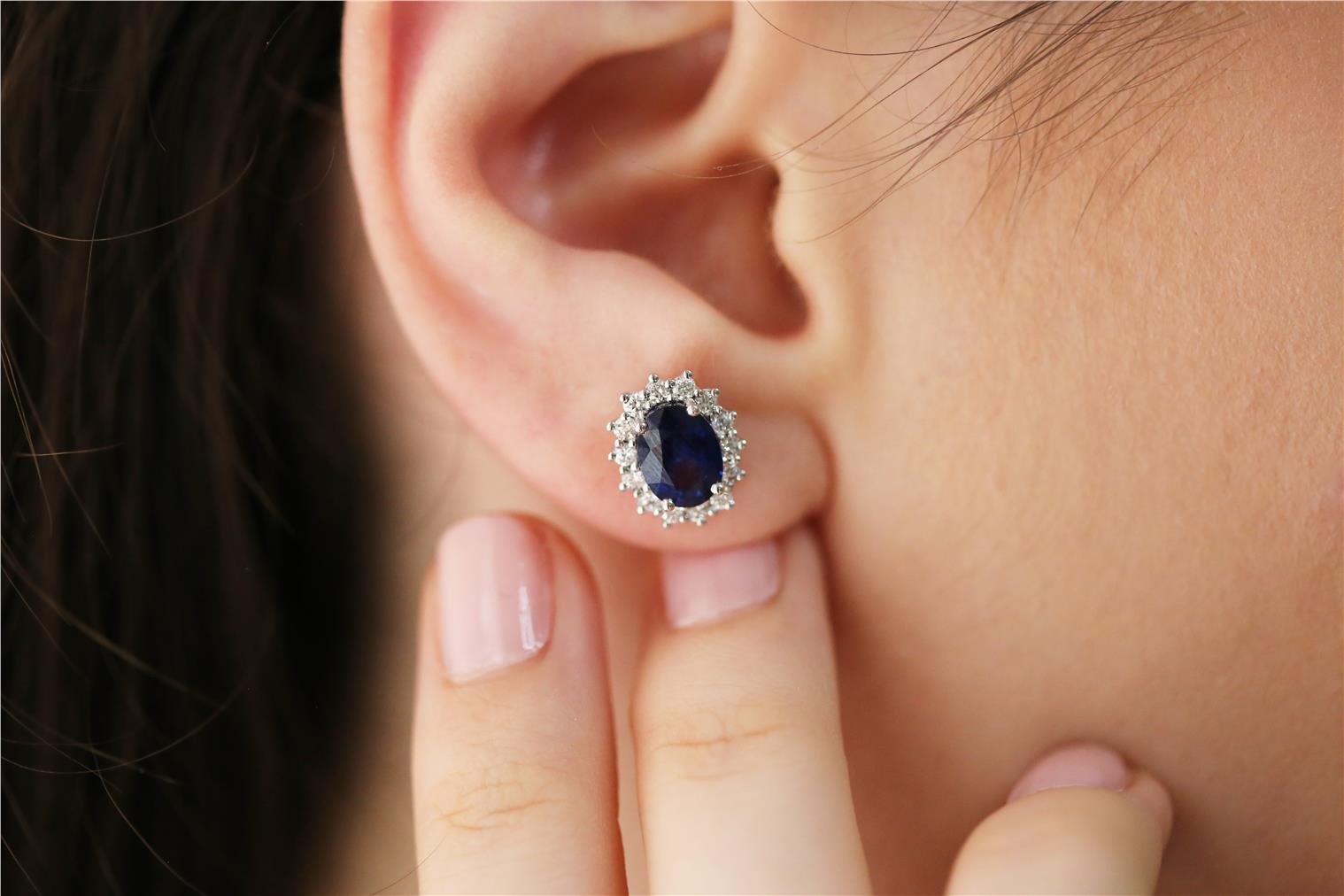 3,88 Karat Safir Pırlanta Küpe