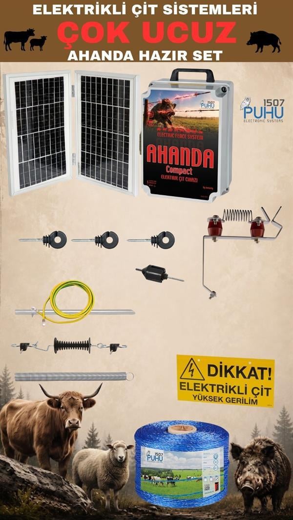 PUHU AHANDA COMPACT ÇİT CİHAZI HAZIR KURULUM SETİ (15000 VOLT CİHAZLI)