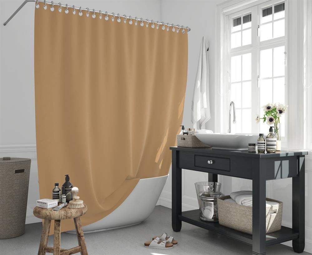 Bej Banyo Perdesi 180x200 Duş Perdesi Tek Kanat Banyo Perdeleri - Su Geçirmez Küvet Perde