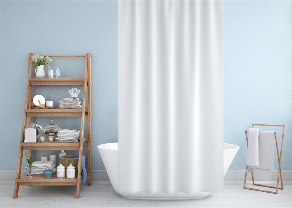 Beyaz Banyo Perdesi Duş Perdesi 180 x 200 Tek Kanat Banyo Perdeleri - Su Geçirmez Küvet Perde