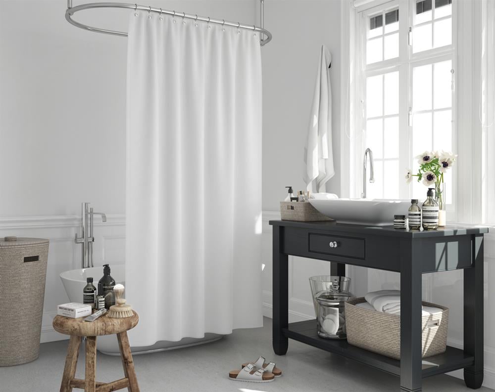 Beyaz Banyo Perdesi Duş Perdesi 180 x 200 Tek Kanat Banyo Perdeleri - Su Geçirmez Küvet Perde