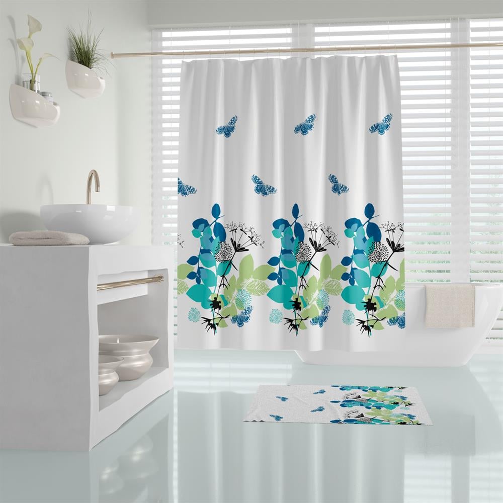 Çiçek Desen Duş Perde Küf Tutmaz Banyo Perdesi 180x200 Duş Perdesi Su Geçirmez Banyo Perdeleri