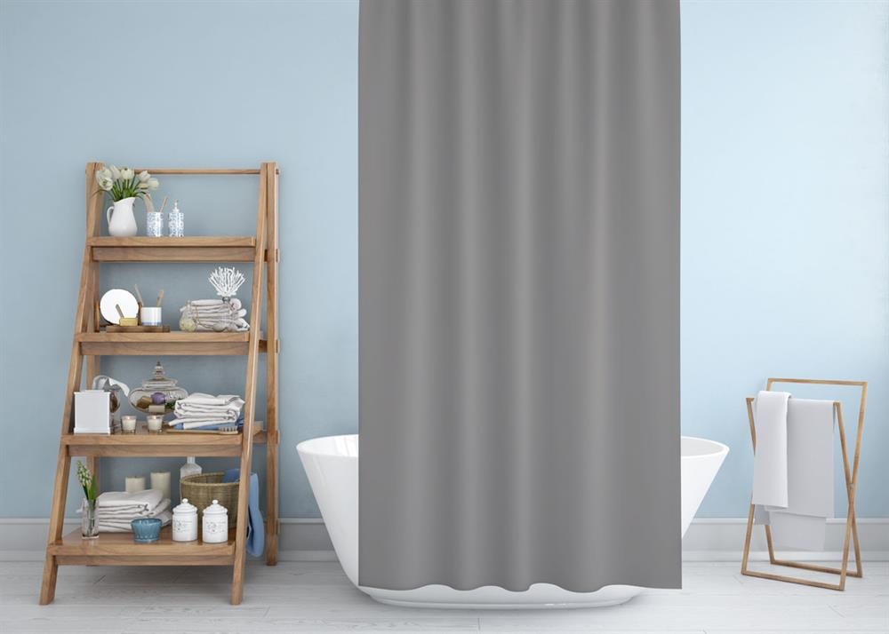 Gri Banyo Perdesi 180x200 Duş Perdesi Tek Kanat Banyo Perdeleri - Su Geçirmez Küvet Perde