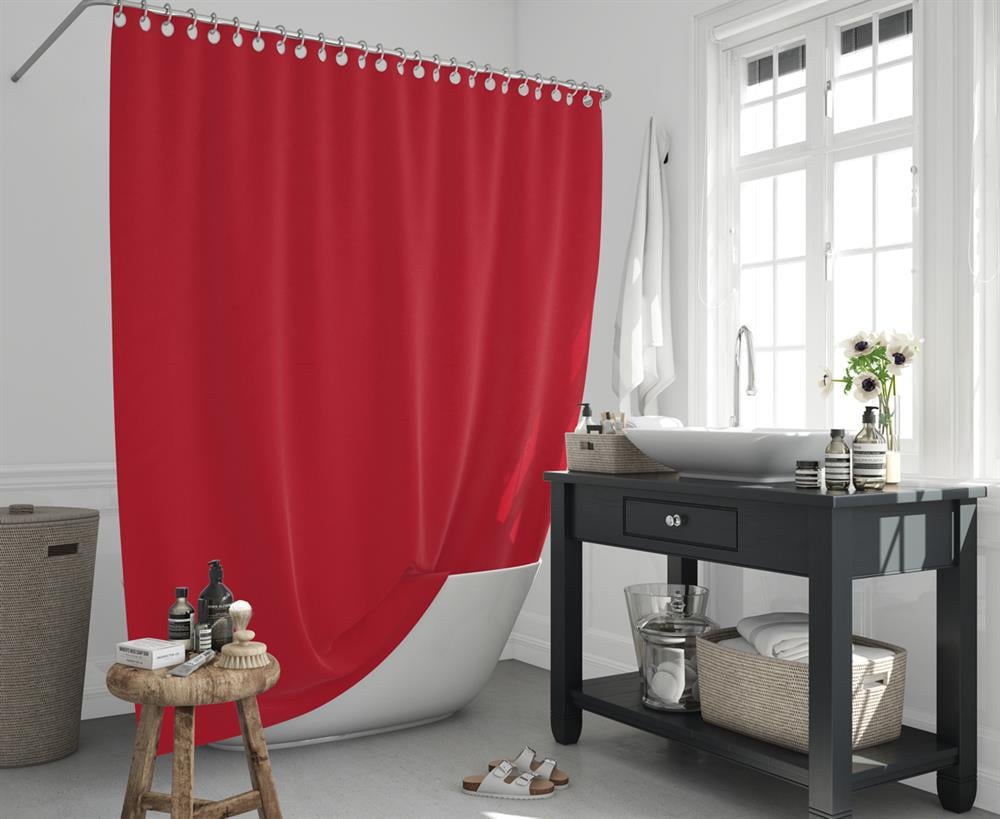 Kırmızı Banyo Perdesi 180x200 Duş Perdesi Tek Kanat Banyo Perdeleri - Su Geçirmez Küvet Perde
