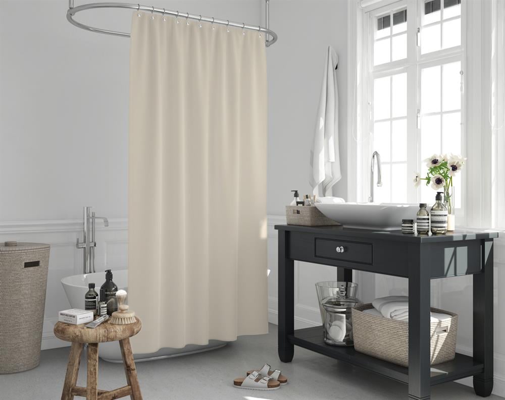 Krem Banyo Perdesi 180x200 Duş Perdesi Tek Kanat Banyo Perdeleri - Su Geçirmez Küvet Perde