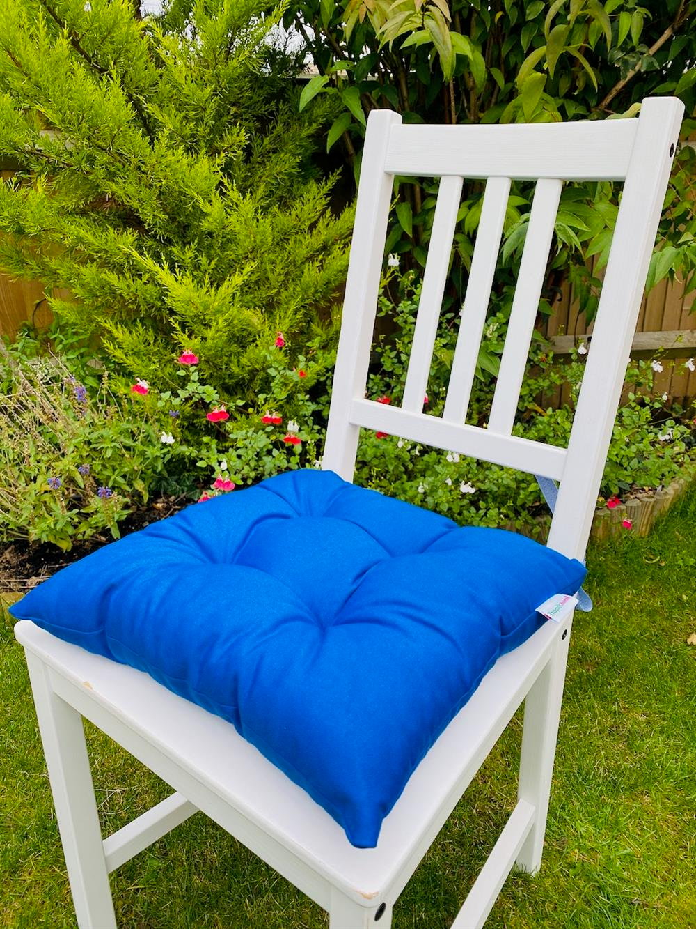 Mavi Renk Pamuklu Kumaş Pofidik Kare Dekoratif Sandalye Minderi 35x35 cm