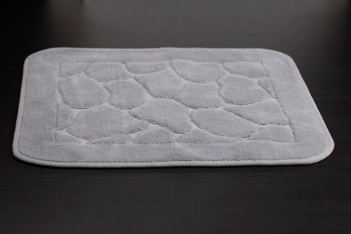 Mera Kaymaz Taban 2'li Pamuklu Banyo Paspası Gri Yıkanabilir Su Emici 60x100cm ve 50x60cm Gri Pamuklu Banyo Halısı