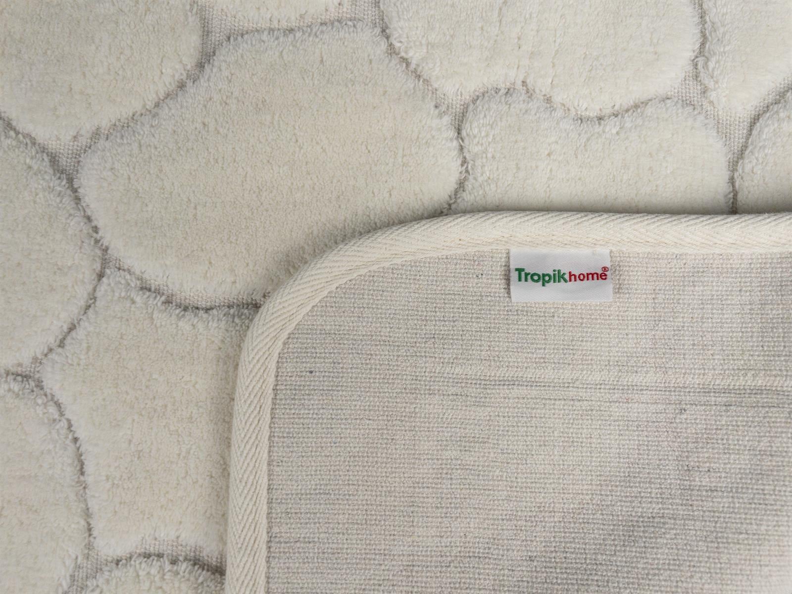 Mera Kaymaz Taban 2'li Pamuklu Banyo Paspası Krem Yıkanabilir Su Emici 60x100cm ve 50x60cm Krem Pamuklu Banyo Halısı